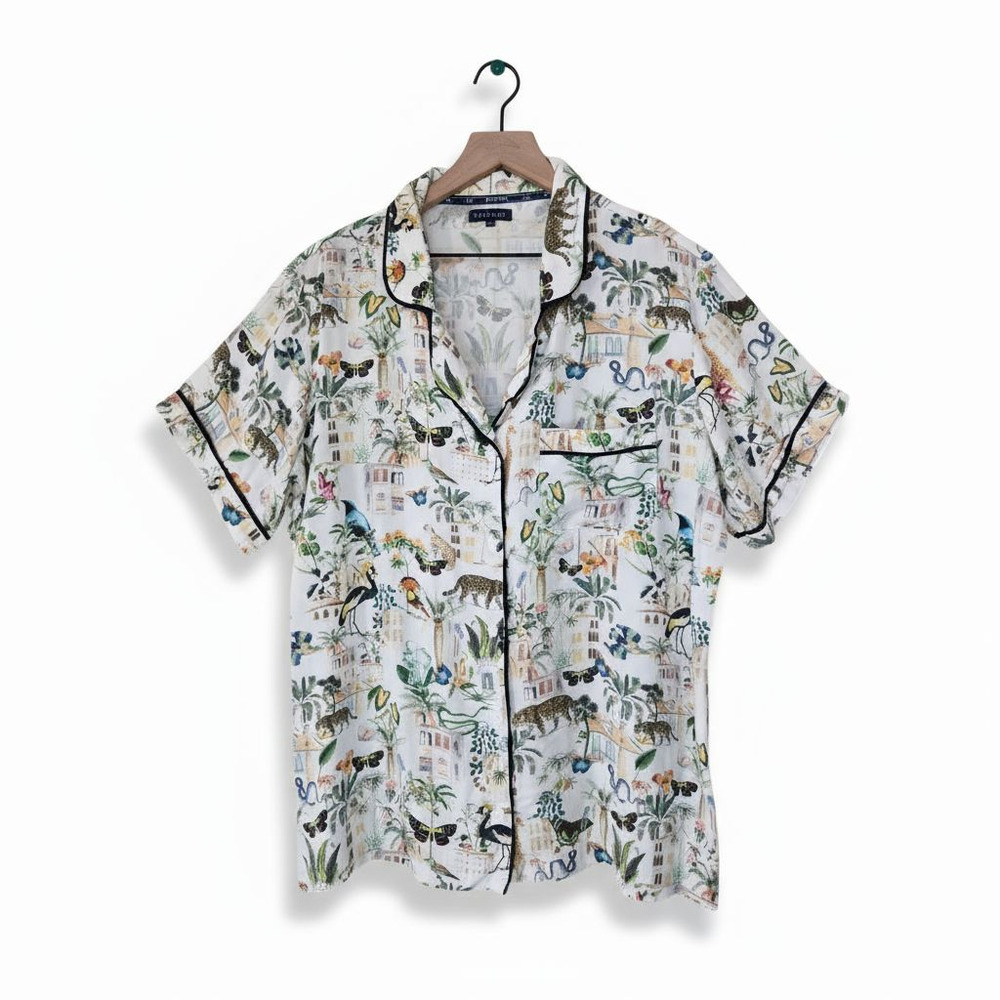Katie Kime Safari Print Short Sleeve Pajama Top – Size 2XL
